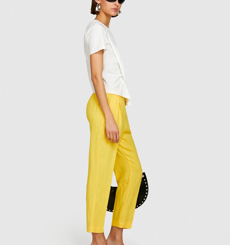 100% linen joggers - women's joggers - Yellow | Sisley image number 2